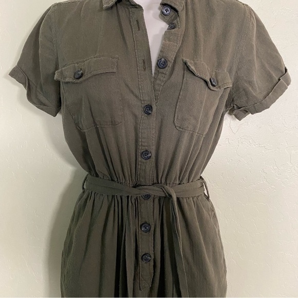 SO Olive Green utility Jumpsuit with Elastic Waist and Short Sleeves Size S - Picture 3 of 9